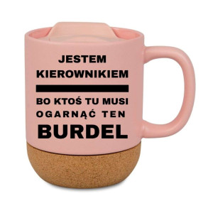 Śmieszny kubek korkowy na prezent różowy - jestem kierownikiem