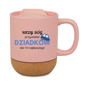 Kubek prezentowy korkowy dla dziadka - dał mi najlepszego - różowy