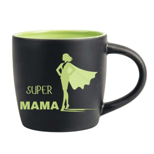 Śmieszny kubek grawerowany latte - super mama Zielony