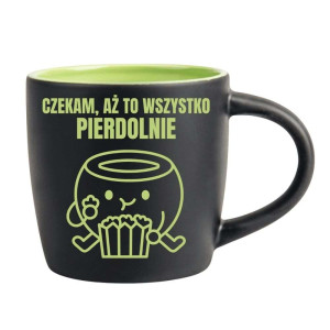 Śmieszny kubek grawerowany latte - czekam aż pierolnie Zielony