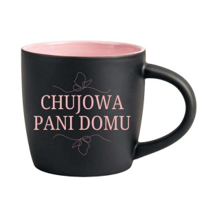 Śmieszny kubek grawerowany latte - chvjowa pani domu Różowy