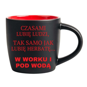 Śmieszny kubek grawerowany latte - w worku i pod wodą Czerwony
