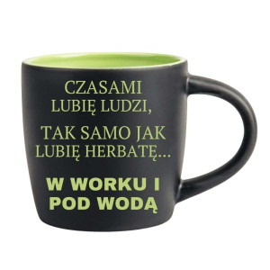 Śmieszny kubek grawerowany latte - w worku i pod wodą Zielony