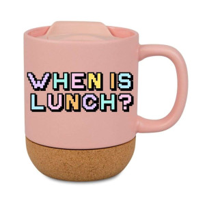 Kubek korkowy na prezent różowy - when is lunch
