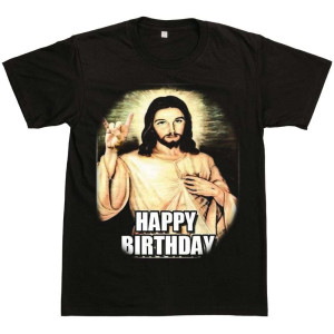Tshirt prezent urodzinowy - happy birthday jezus XXL Czarny
