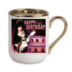 Kubek elegancki biało złoty urodzinowy - happy birthday gotka