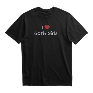 Koszulka Gotki haftowana - I Love Goth Girls XXL Czarny