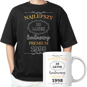 Zestaw koszulka urodzinowa + kubek - limitowany premium 1998 XXL Czarny