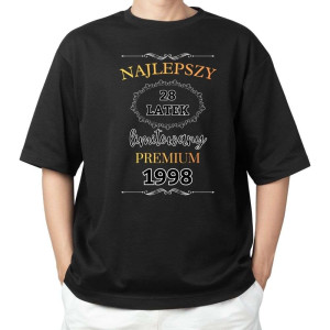 Koszulka urodzinowa - rocznik najlepszy premium 1998 XXL Czarny
