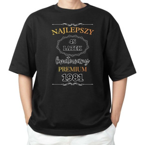 Koszulka urodzinowa - rocznik najlepszy premium 1981 3XL Czarny