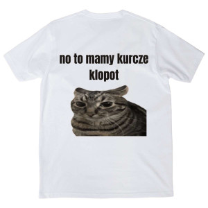 Koszulka vintage - no to mamy kurcze klopot kot memy XXL Biały