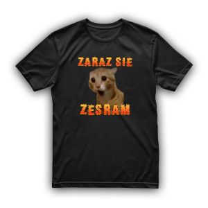 Śmieszna koszulka memy kotki - Zaraz sie zesram XXL Czarny