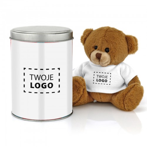 Miś personalizowany w koszulce z logo - Uszatek