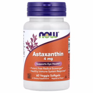 NOW Astaxanthin 4 Mg Haematococcus Vegansk – 60 Softgels