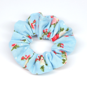 GUMKA DO WŁOSÓW BŁĘKITNA CZERWONE KWIATY SCRUNCHIES