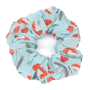 GUMKA SCRUNCHIES PLISOWANA BŁĘKITNA KWIATY
