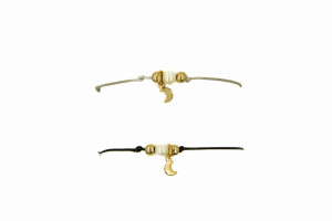 KOMPLET BRANSOLETEK SZARY I CZARNY SZNUREK KSIĘŻYC KORALIKI