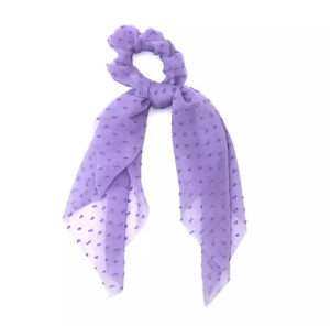 GUMKA DO WŁOSÓW SCRUNCHIE TIULOWA FIOLETOWA Z APASZKĄ