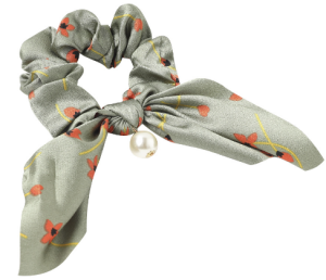 GUMKA SCRUNCHIE KOKARDKA ZIELONA W KWIATY