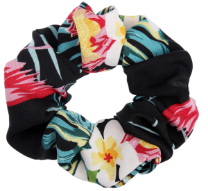 GUMKA DO WŁOSÓW SCRUNCHIE TROPIC KWIATY CZARNA