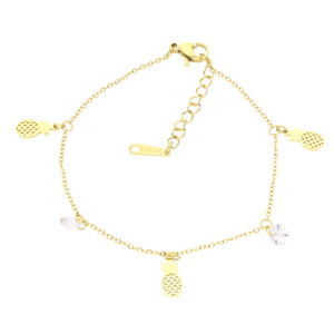 BRANSOLETKA STAL ZŁOTA ANANASY