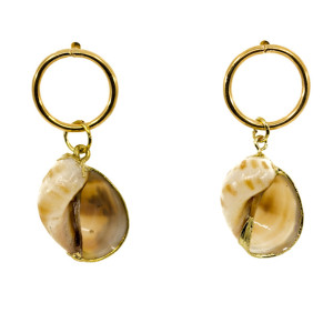 KOLCZYKI KOŁA ZAWIESZKI MUSZELKI BOHO KREMOWE