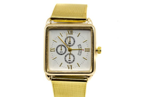 ZEGAREK BRANSOLETA STAL MESH ZŁOTA KWADRATOWA BIAŁA TARCZA