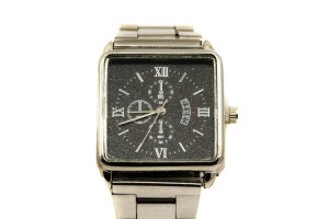 ZEGAREK SREBRNA BRANSOLETA CZARNA KWADRATOWA TARCZA CLASSY