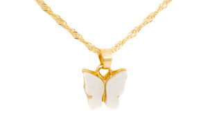 NASZYJNIK KOLOR ZŁOTY ZAWIESZKA MOTYL BIAŁY ZŁOTY