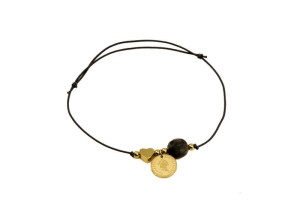 BRANSOLETKA ELASTYCZNA STAL CHIRURGICZNA 316L MEDALION SERCE KOLOR ZŁOTY