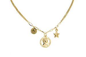 NASZYJNIK STAL CHIRURGICZNA 316L KOLOR ZŁOTY MEDALION GWIAZDKA