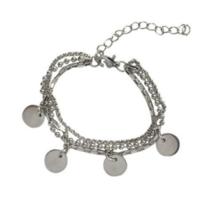 BRANSOLETKA KOLOR SREBRNY KORALIKI BLASZKI