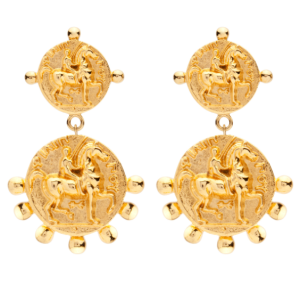 KOLCZYKI KOLOR ZŁOTY KOŁA OZDOBNE KOŁA BLASZKI KONIE