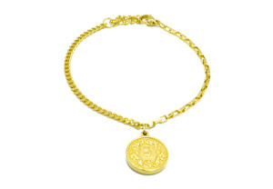 BRANSOLETKA STAL 316 l KOLOR ZŁOTY ŁAŃCUSZEK MONETA