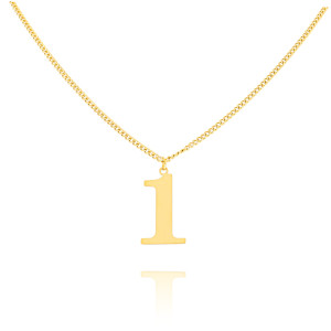 NASZYJNIK STAL 316 L KOLOR ZŁOTY ZAWIESZKA CYFERKA 1