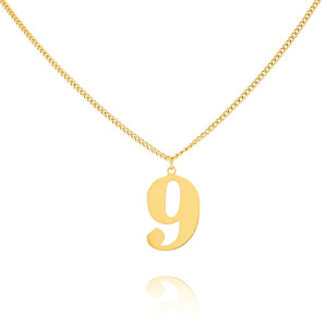 NASZYJNIK STAL 316 L KOLOR ZŁOTY ZAWIESZKA CYFERKA 9