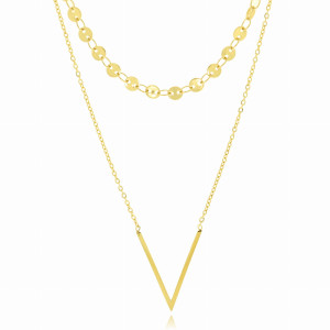 NASZYJNIK STAL 316 L KOLOR ZŁOTY CHOKER KÓŁECZKA PODWÓJNY V