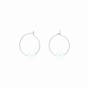 KOLCZYKI STAL SREBRNE KOŁA PERŁA