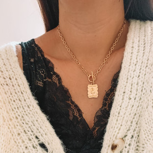 NASZYJNIK ŁAŃCUCH KOLOR ZŁOTY ZAPIĘCIE MEDALION RÓŻA