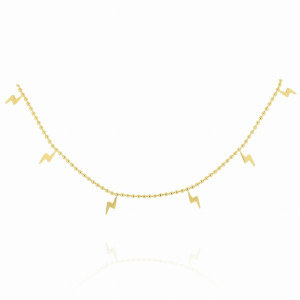 BRANSOLETKA STAL 316 L ŁAŃCUSZEK KULKI ZAWIESZKI BŁYSKAWICE KOLOR ZŁOTY