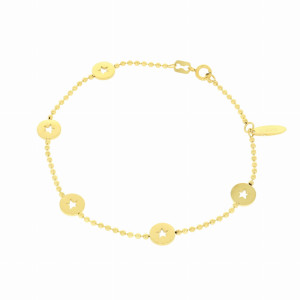 BRANSOLETKA STAL 316 L ŁAŃCUSZEK KULECZKI ZAWIESZKI KÓŁECZKA Z GWIAZDKAMI KOLOR ZŁOTY