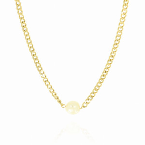NASZYJNIK STAL 316 L ŁAŃCUCH CHOKER PEREŁKA KOLOR ZŁOTY