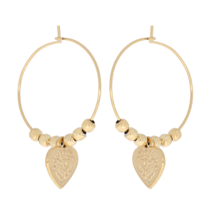 KOLCZYKI KOLOR ZŁOTY KOŁA ZAWIESZKI SERDUSZKO KORALIKI BOHO