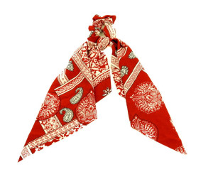 GUMKA SCRUNCHIE Z APASZKĄ KOLOR CZERWONY WZORY