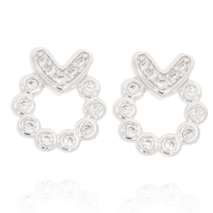 KOLCZYKI STAL MAŁE KRYSZTAŁKI KÓŁECZKO KOLOR SREBRNY