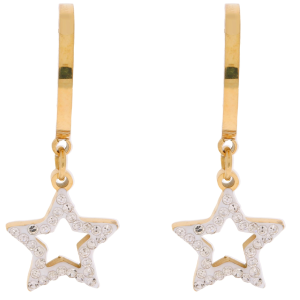 KOLCZYKI STAL CHIRURGICZNA KOLOR ZŁOTY KOŁO GWIAZDKA KRYSZTAŁKI