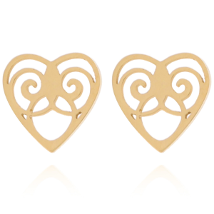 KOLCZYKI WKRĘTKA STAL CHIRURGICZNA KOLOR ZŁOTY SERCE