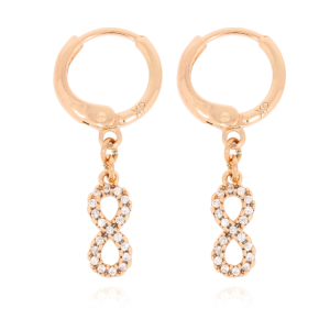 KOLCZYKI STAL CHIRURGICZNA KOLOR ZŁOTY KÓŁKO ZAWIESZKA NIESKOŃCZONOŚĆ KRYSZTAŁKI