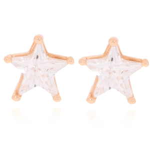 KOLCZYKI STAL CHIRURGICZNA KOLOR ZŁOTY GWIAZDKA KRYSZTAŁEK WKRĘTKI