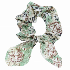 GUMKA DO WŁOSÓW SCRUNCHIE KOKARDKA KOLOR ZIELONY KWIATY